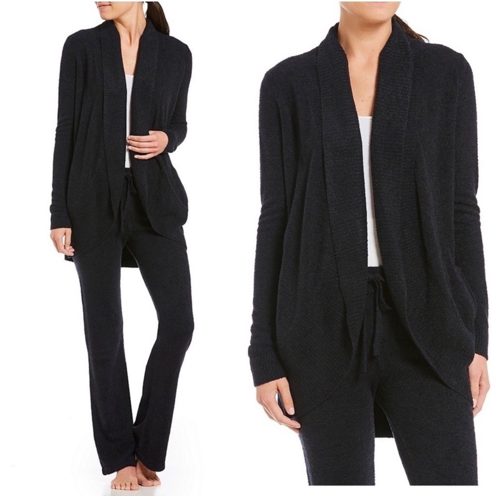 Barefoot Dreams Cozychic Lite Circle Cardigan M Black